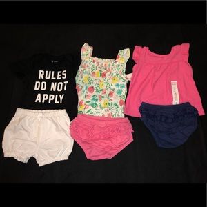 Carter’s 12M girls 3 pk diaper covers / 3 tops